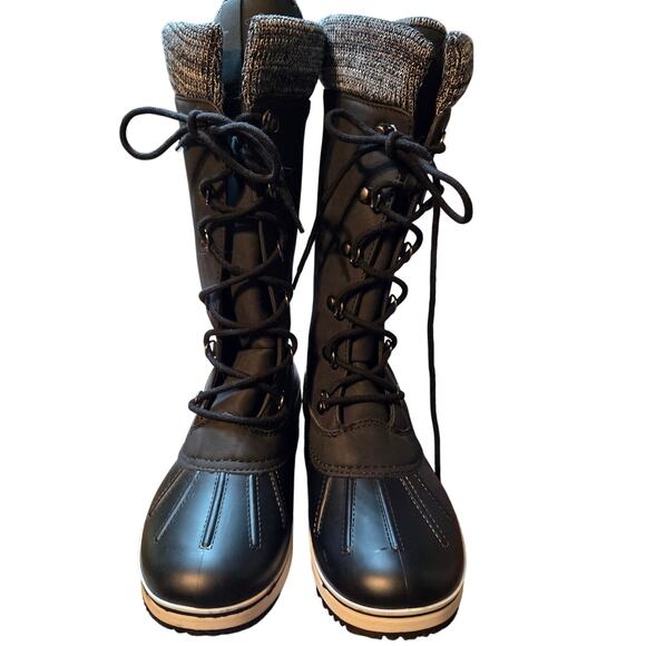 Forever 8 Black Men's Insulated Water Resistant Lace Up Boots Shoes Snow Rain - Picture 2 of 5